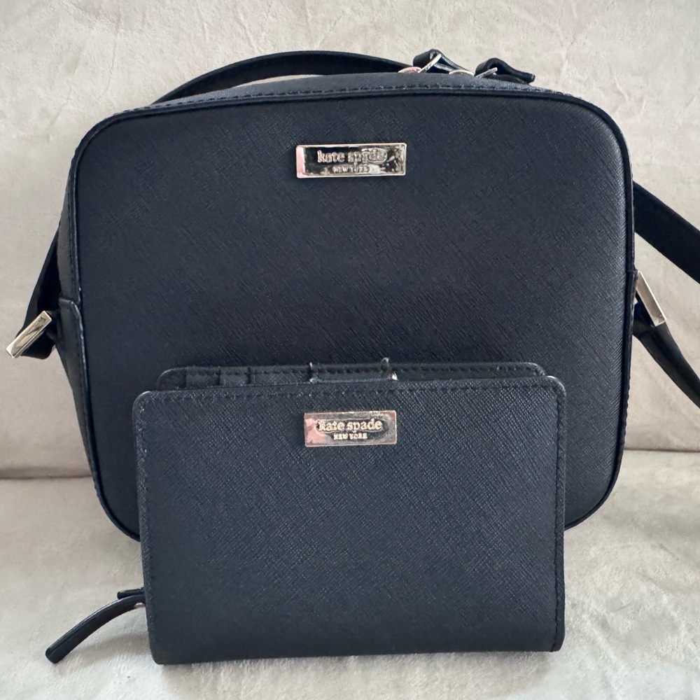 Small Kate Spade Black Crossbody Bag and Wallet Set
